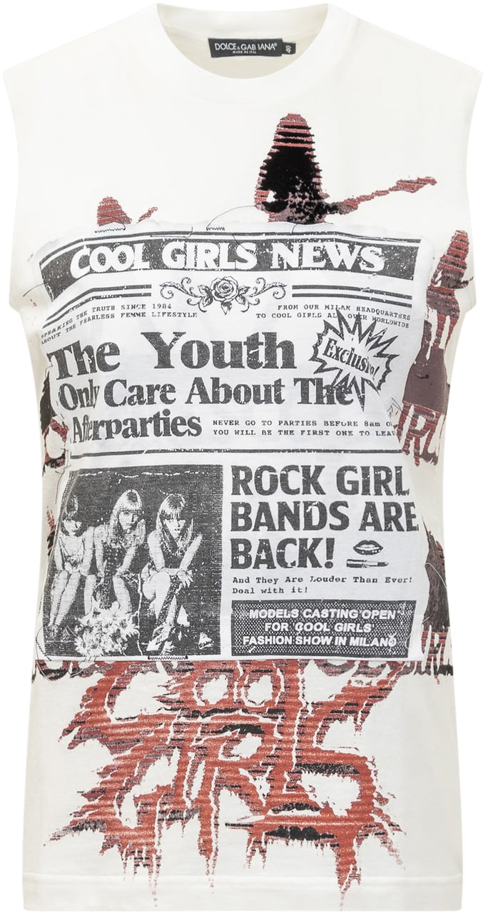 Dolce & Gabbana T-shirt Senza Maniche Dolce & Gabbana Stampa Cool Girls Wit