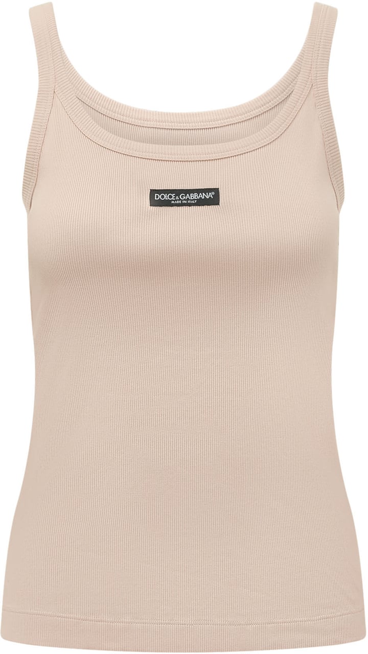 Dolce & Gabbana Top a Coste con Spalline Beige