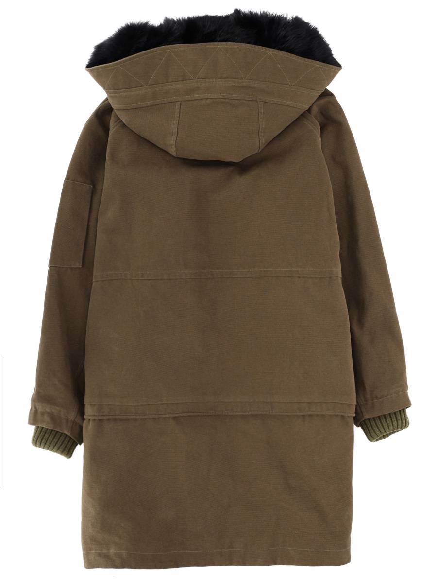 Dolce & Gabbana Brown Fur Lined Cotton Parka Grijs