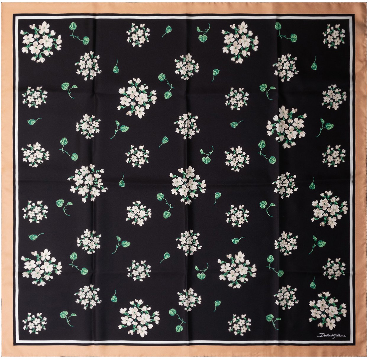 Dolce & Gabbana Foulard in Seta con Stampa Floreale Zwart
