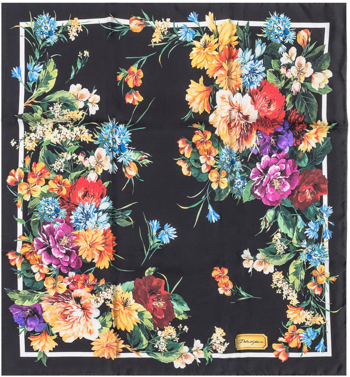 Dolce & Gabbana Foulard Quadrato a Stampa Floreale Zwart
