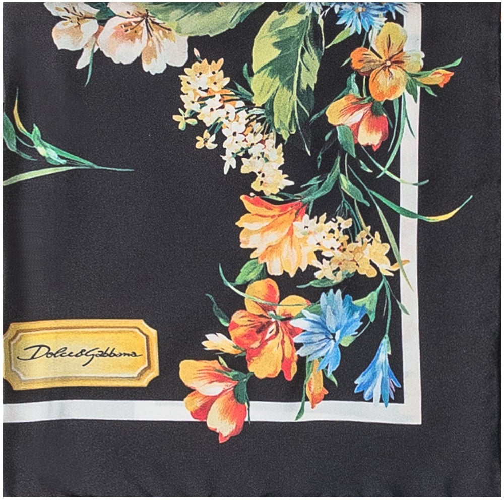 Dolce & Gabbana Foulard Quadrato a Stampa Floreale Zwart