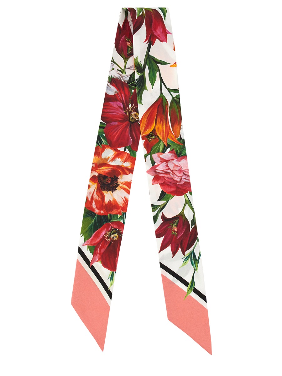 Dolce & Gabbana Floral Print Coral Pink Bandeau Scarf Neutraal