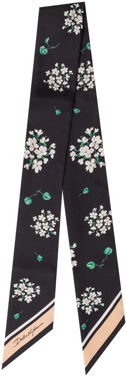Dolce & Gabbana Bandeau in Seta con Stampa Floreale Zwart