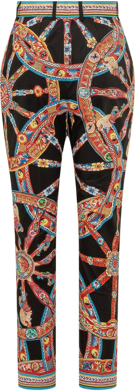 Dolce & Gabbana Pantaloni con Stampa Ornamentale Zwart