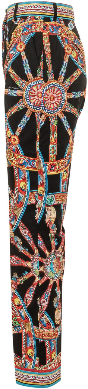 Dolce & Gabbana Pantaloni con Stampa Ornamentale Zwart