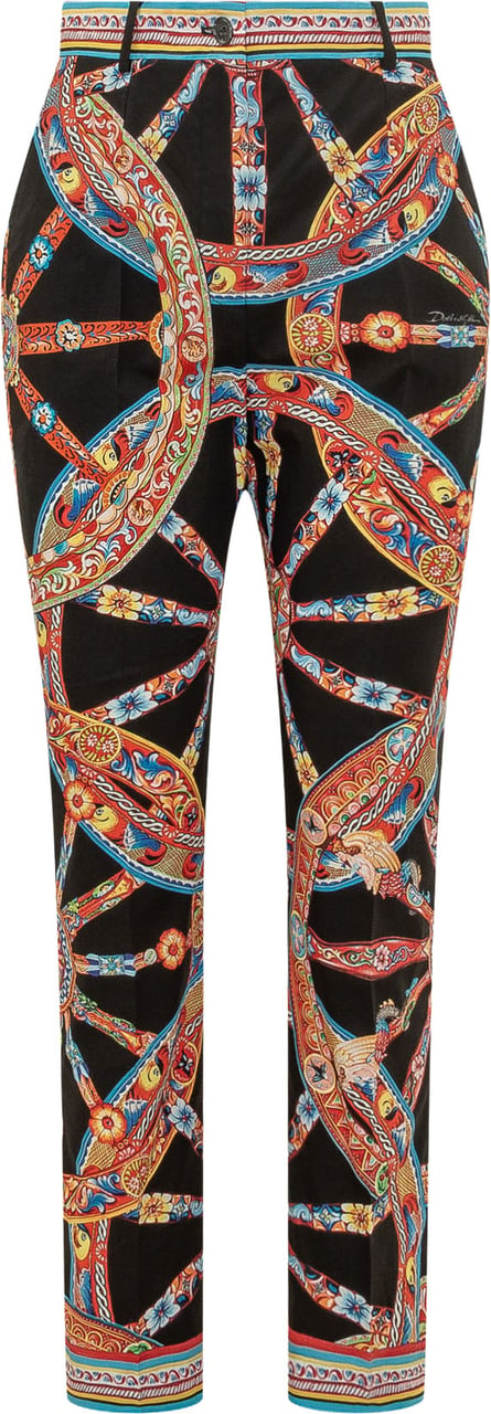 Dolce & Gabbana Pantaloni con Stampa Ornamentale Zwart