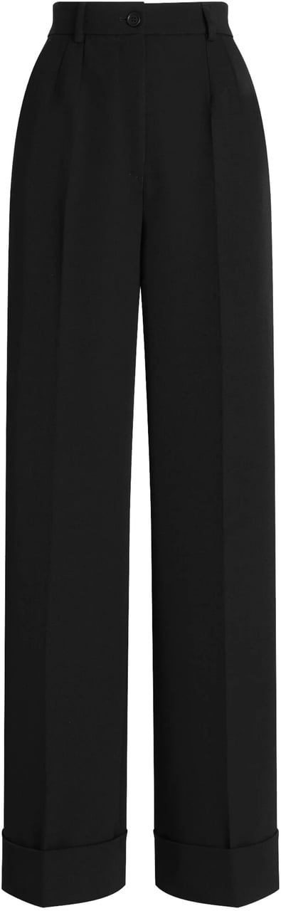 Dolce & Gabbana Wide-Leg High Waist Tailored Wool Trousers Zwart