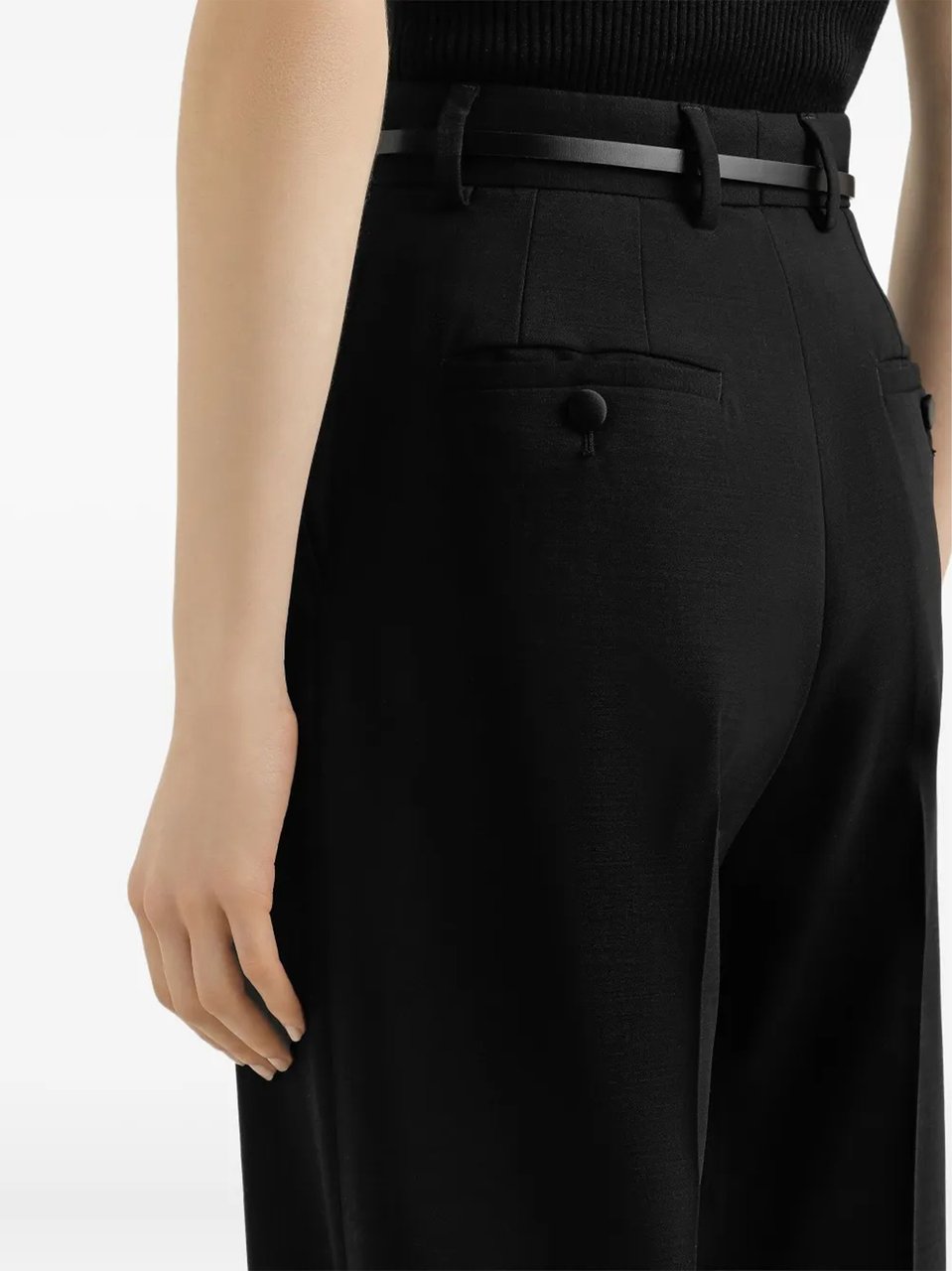 Dolce & Gabbana High-Waisted Wide-Leg Tailored Wool Trousers Zwart