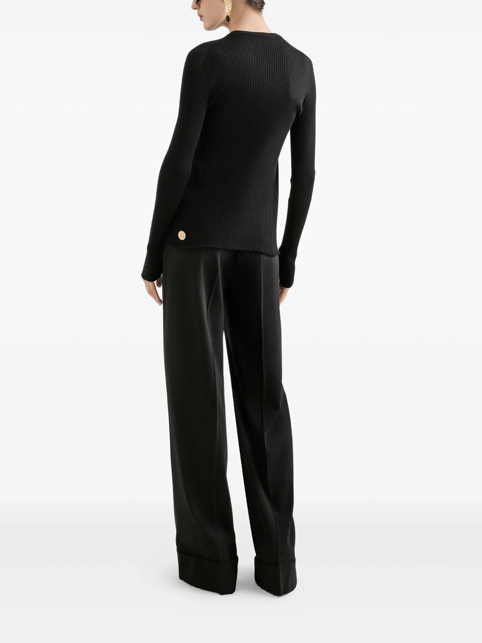 Dolce & Gabbana High-Waisted Wide-Leg Tailored Wool Trousers Zwart