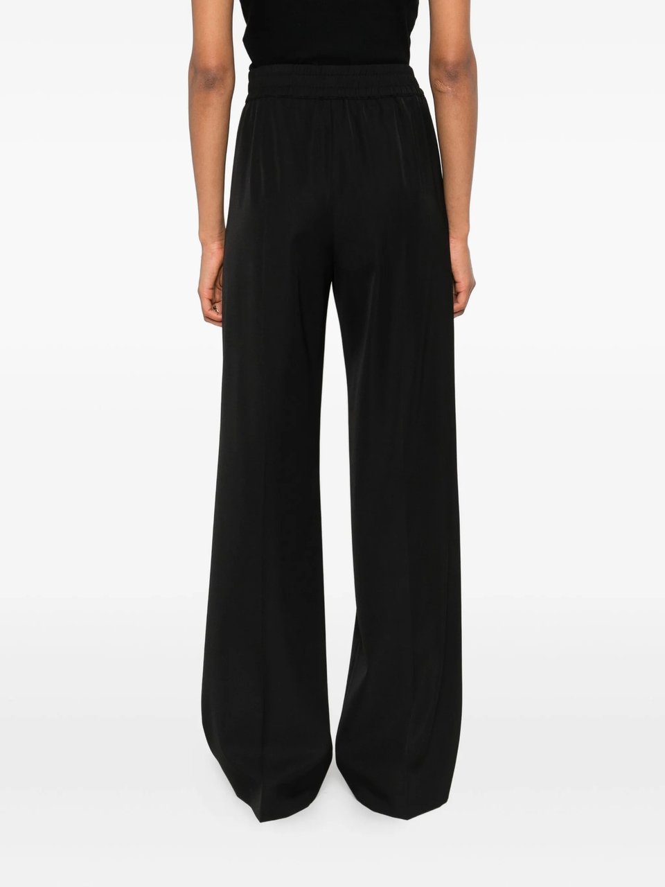 Dolce & Gabbana Wide-Leg High Elastic Waist Wool Pants Zwart