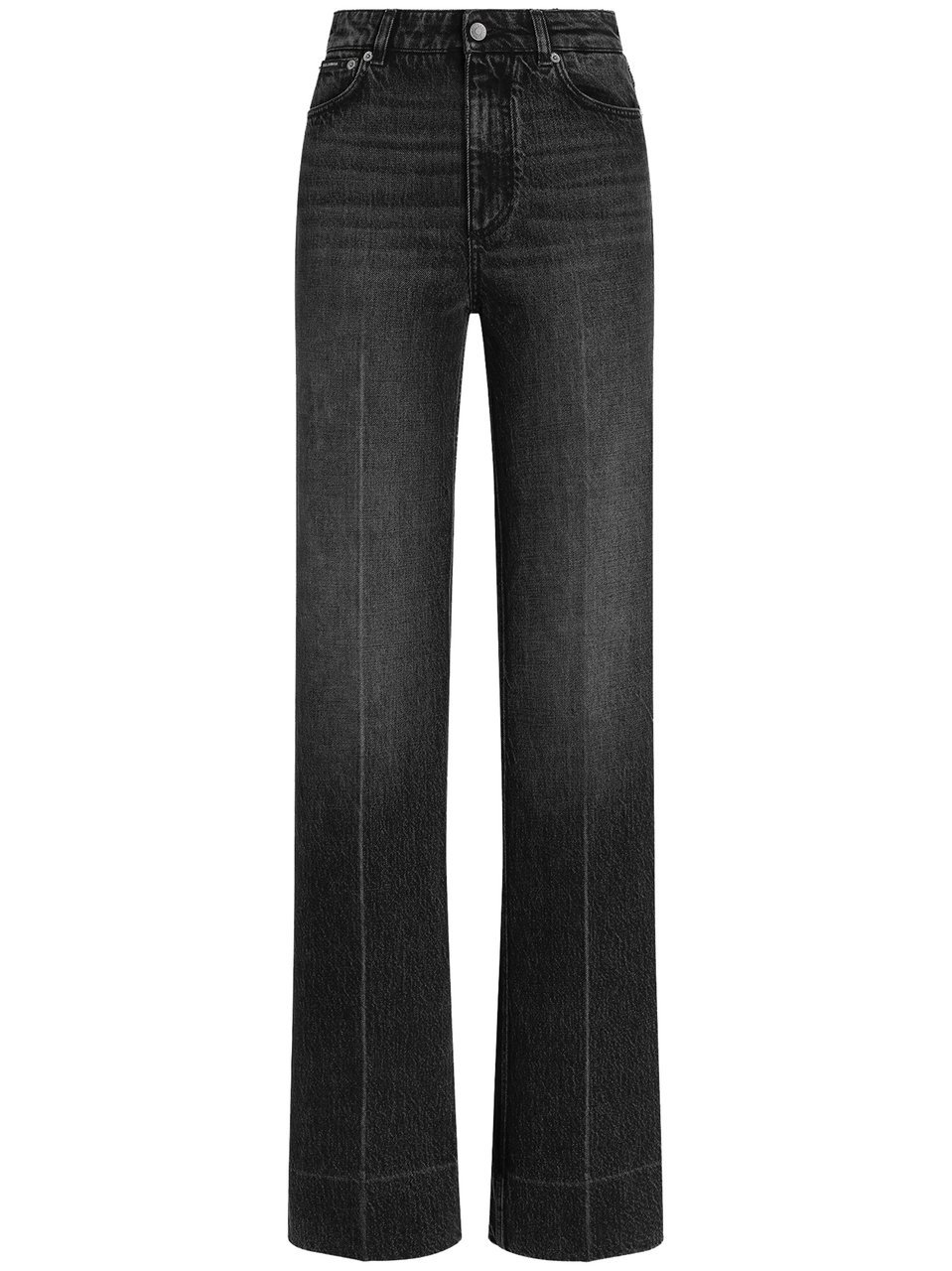 Dolce & Gabbana High-Waisted Wide-Leg Washed Black Jeans Zwart