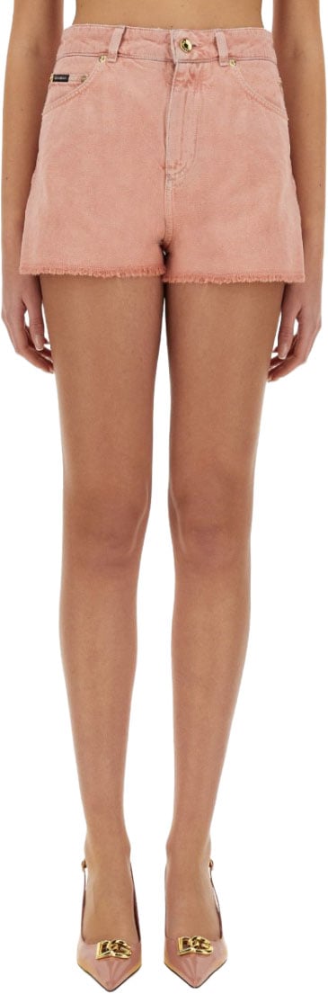 Dolce & Gabbana High-Waisted Denim Shorts Roze
