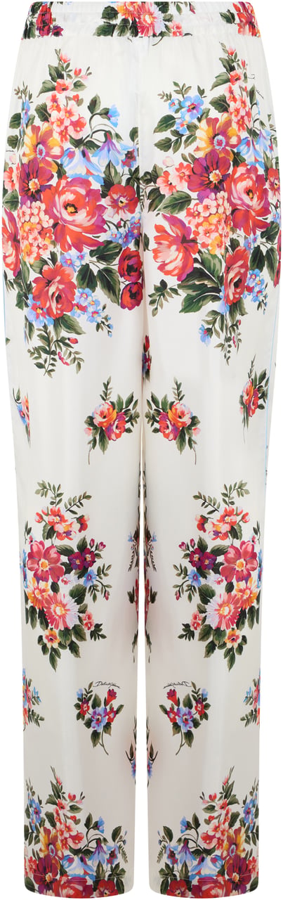 Dolce & Gabbana Floral Silk Pants Wit