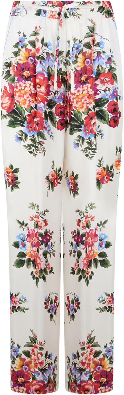 Dolce & Gabbana Floral Silk Pants Wit