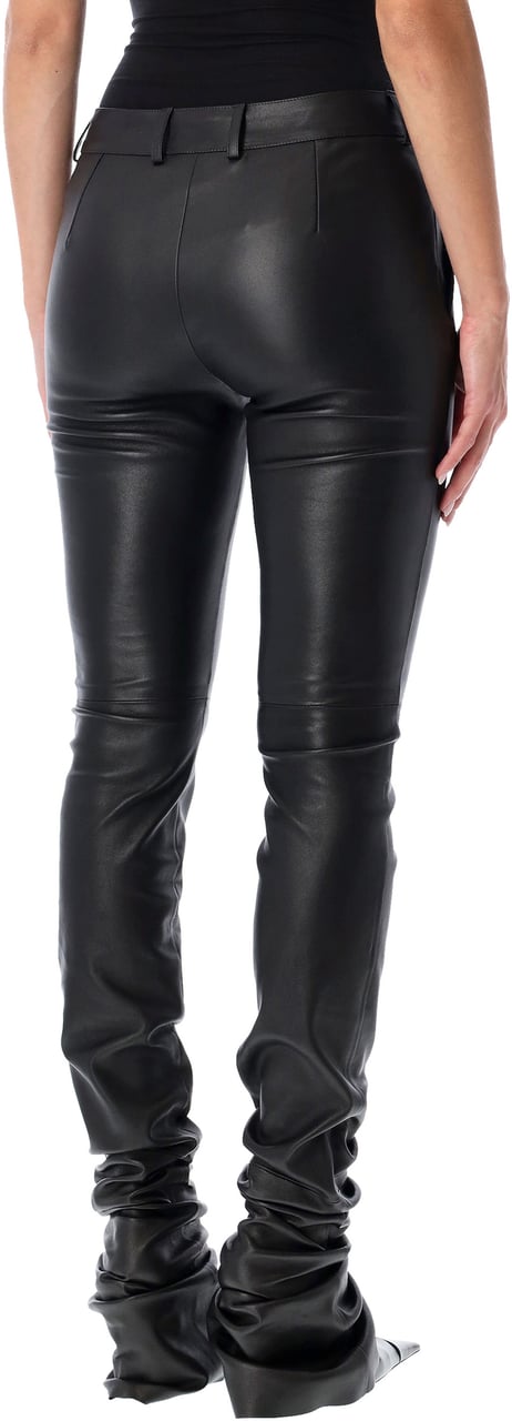 Dolce & Gabbana Slim Stretch Leather Pant Nero Zwart