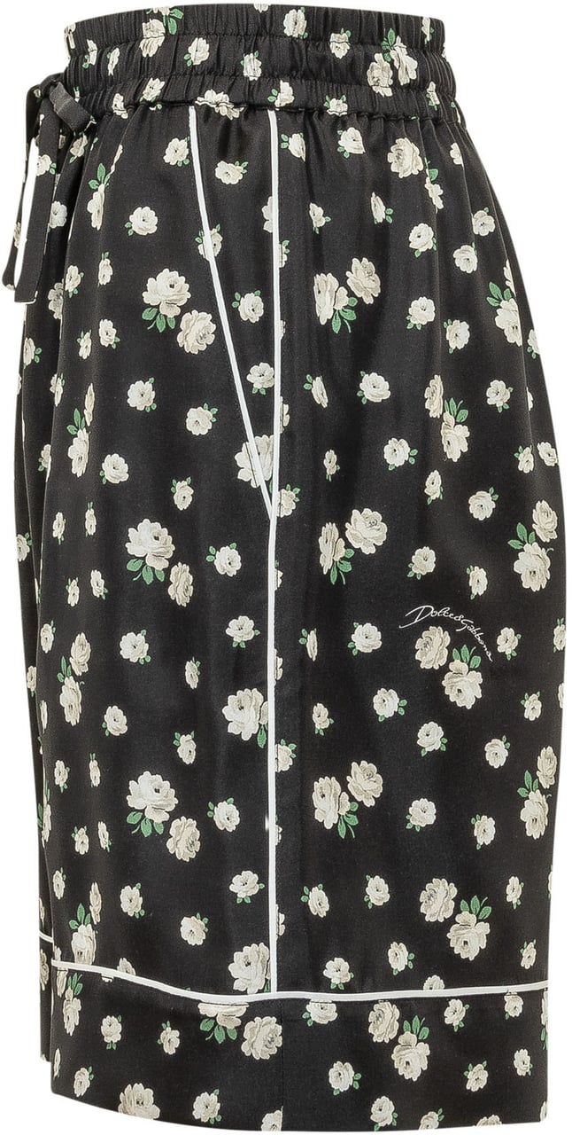 Dolce & Gabbana Shorts con Coulisse e Stampa Floreale Zwart
