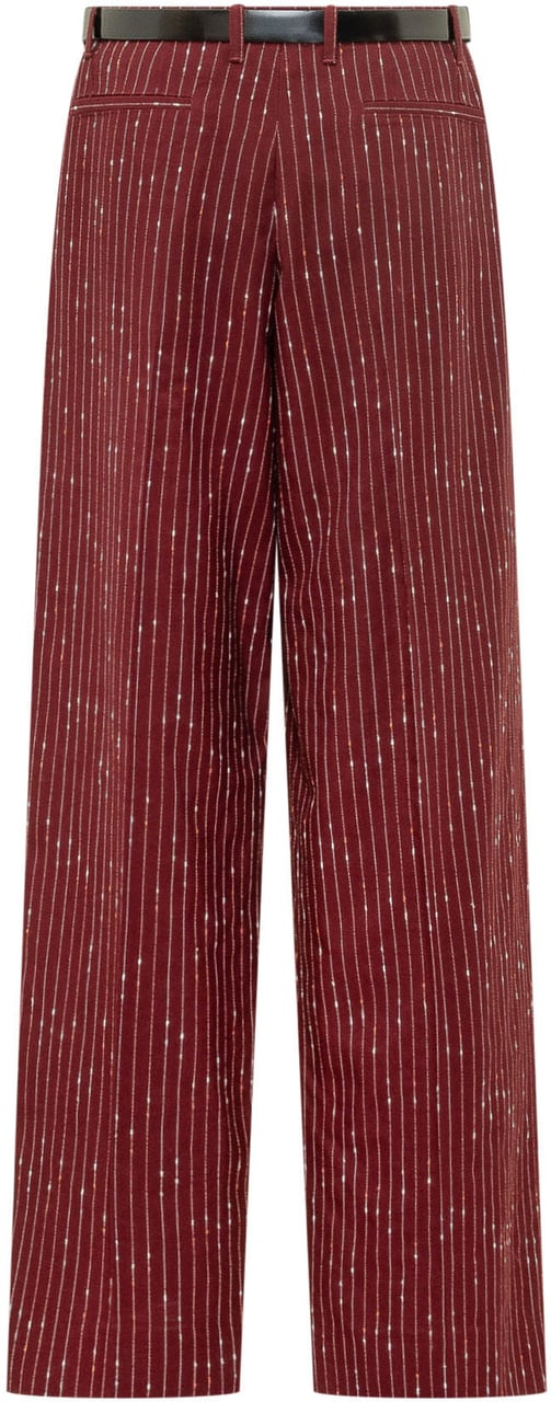 Dolce & Gabbana Pantaloni Dritti a Righe Sottili con Cintura Maroon