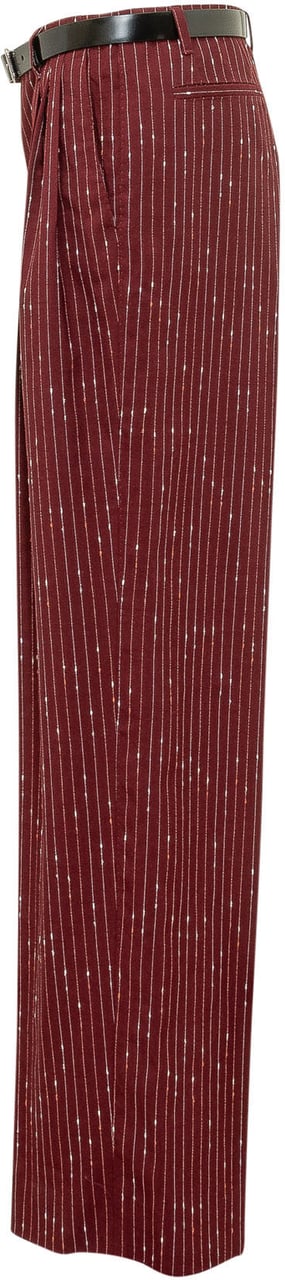 Dolce & Gabbana Pantaloni Dritti a Righe Sottili con Cintura Maroon