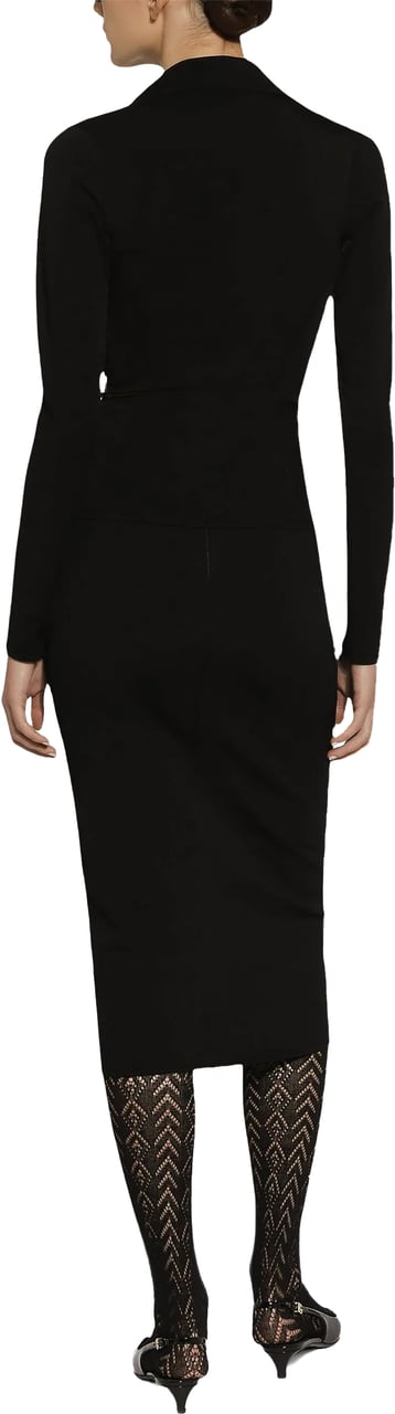Dolce & Gabbana Black Longuette Stretch Viscose Logo Skirt Zwart