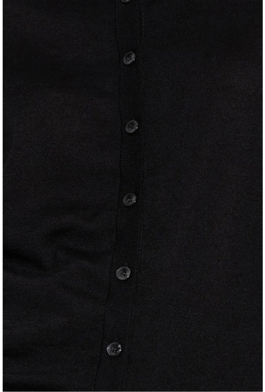 Dolce & Gabbana Black Cashmere Fitted Round Neck Cardigan Zwart