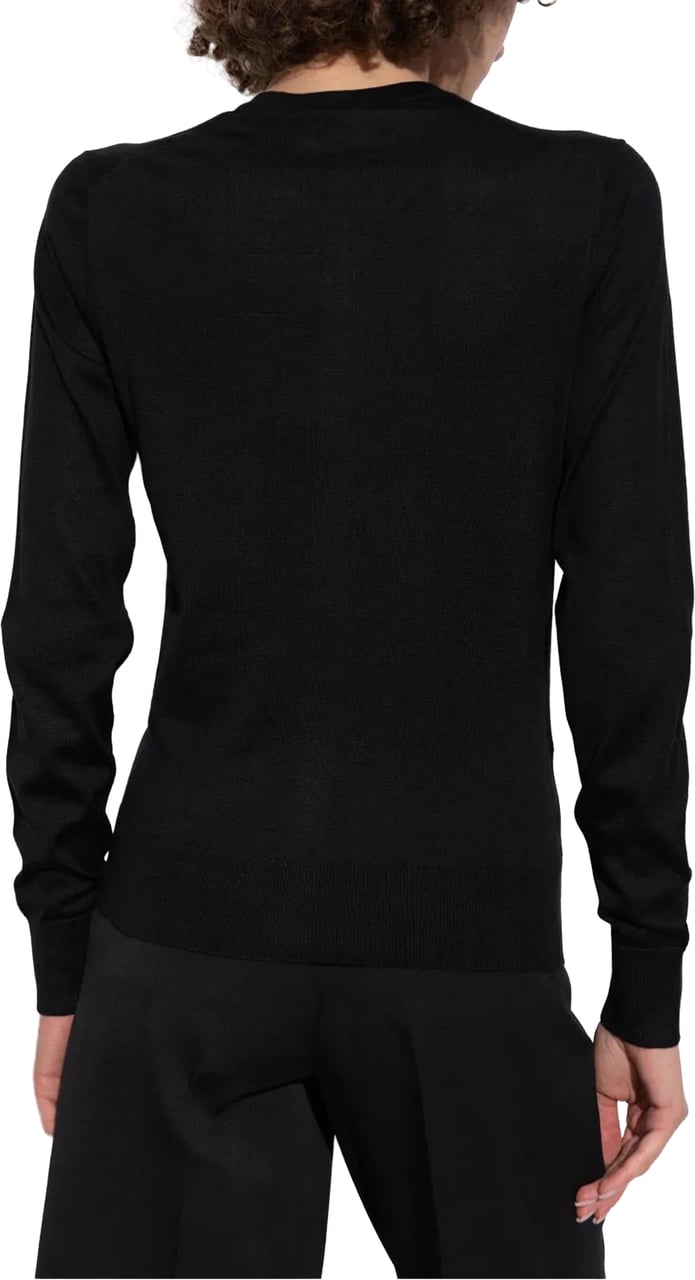Dolce & Gabbana Black Cashmere Fitted Round Neck Cardigan Zwart