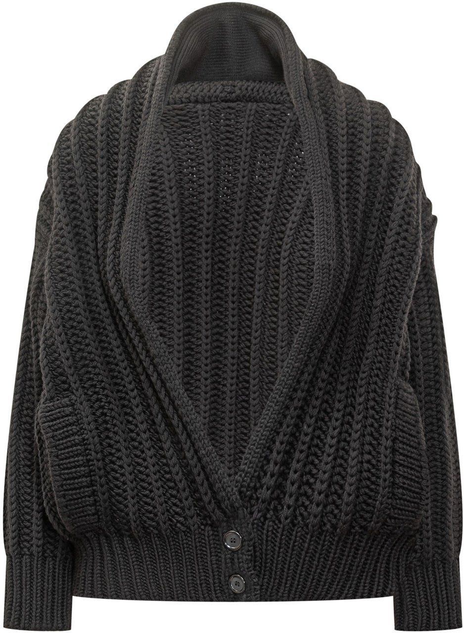 Dolce & Gabbana Dolce & Gabbana Cardigan Oversize Nero a Treccia Zwart