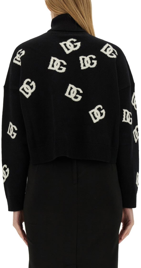 Dolce & Gabbana Jersey With Logo Inlay Zwart