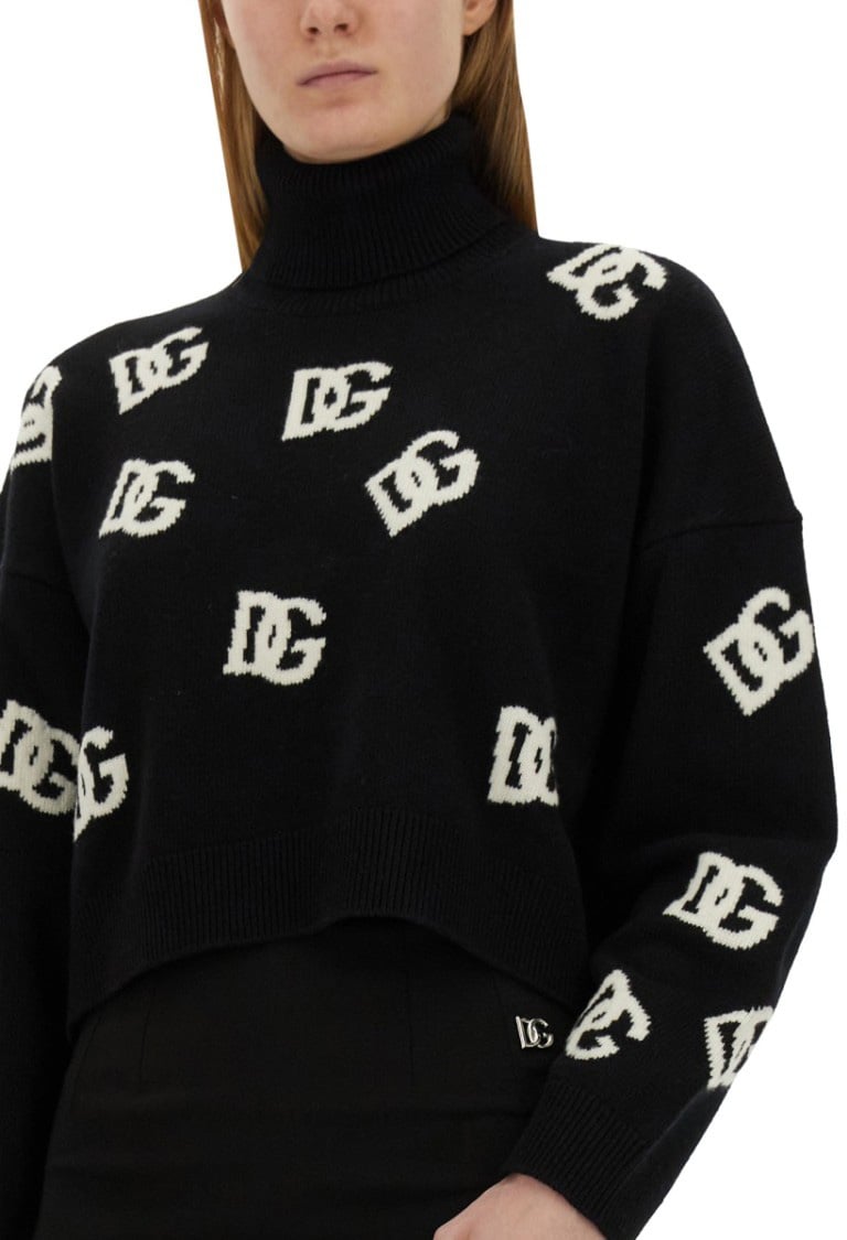 Dolce & Gabbana Jersey With Logo Inlay Zwart
