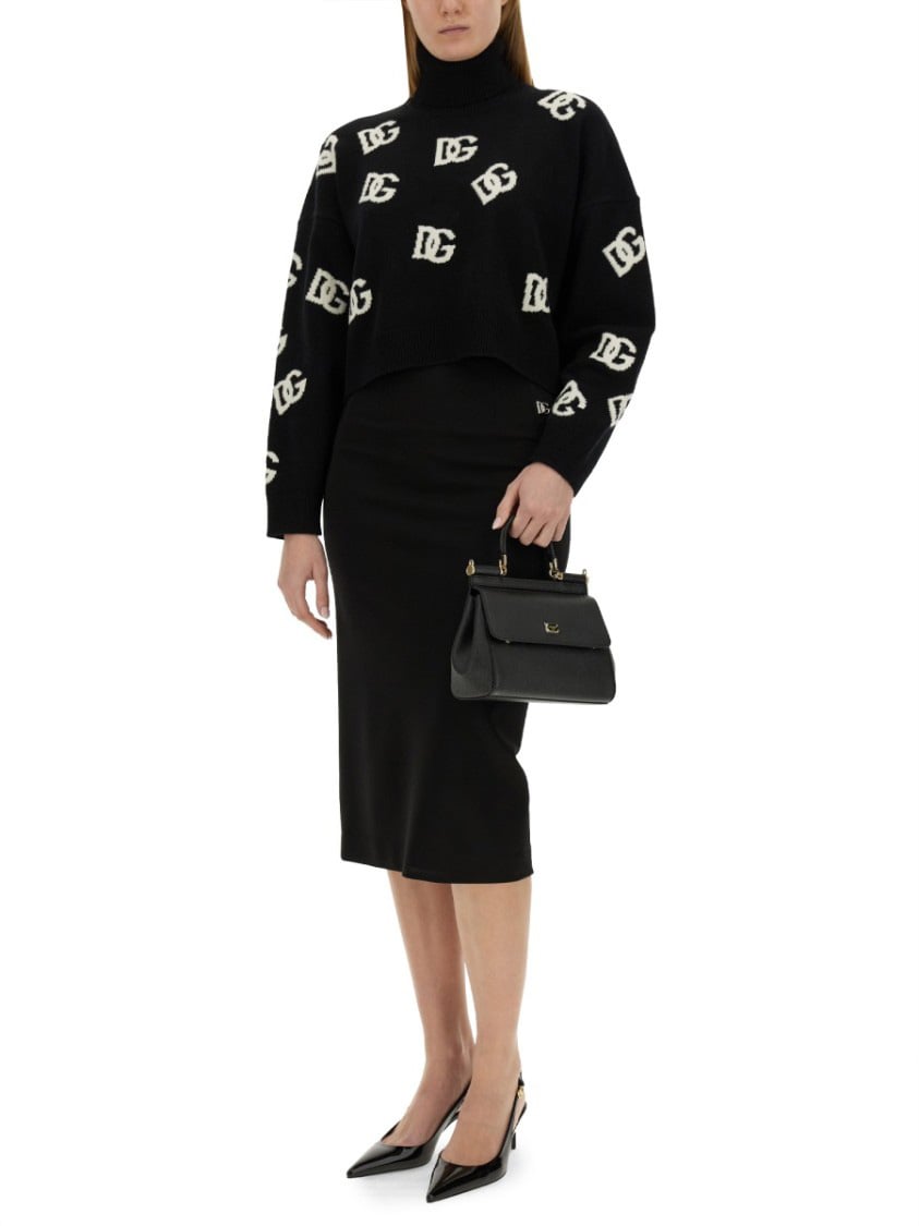 Dolce & Gabbana Jersey With Logo Inlay Zwart