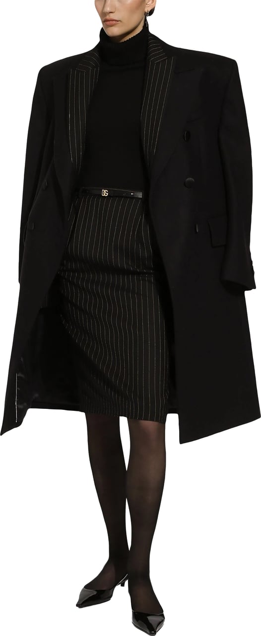 Dolce & Gabbana Black Cashmere Turtleneck Ribbed Accent Sweater Zwart