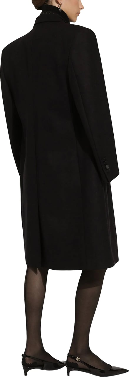 Dolce & Gabbana Black Cashmere Turtleneck Ribbed Accent Sweater Zwart