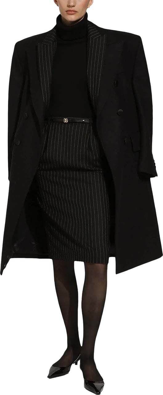 Dolce & Gabbana Black Cashmere Turtleneck Ribbed Accent Sweater Zwart
