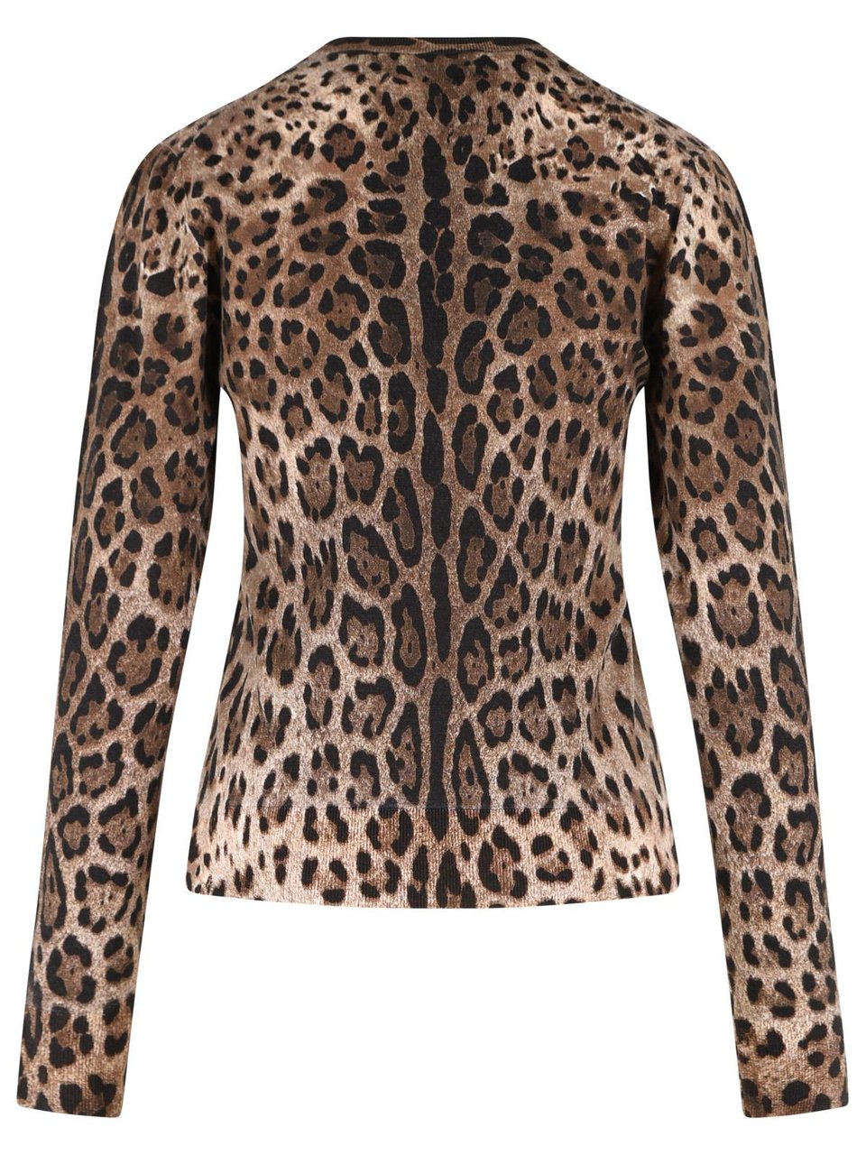 Dolce & Gabbana Leopard Print Virgin Wool Sweater Zwart