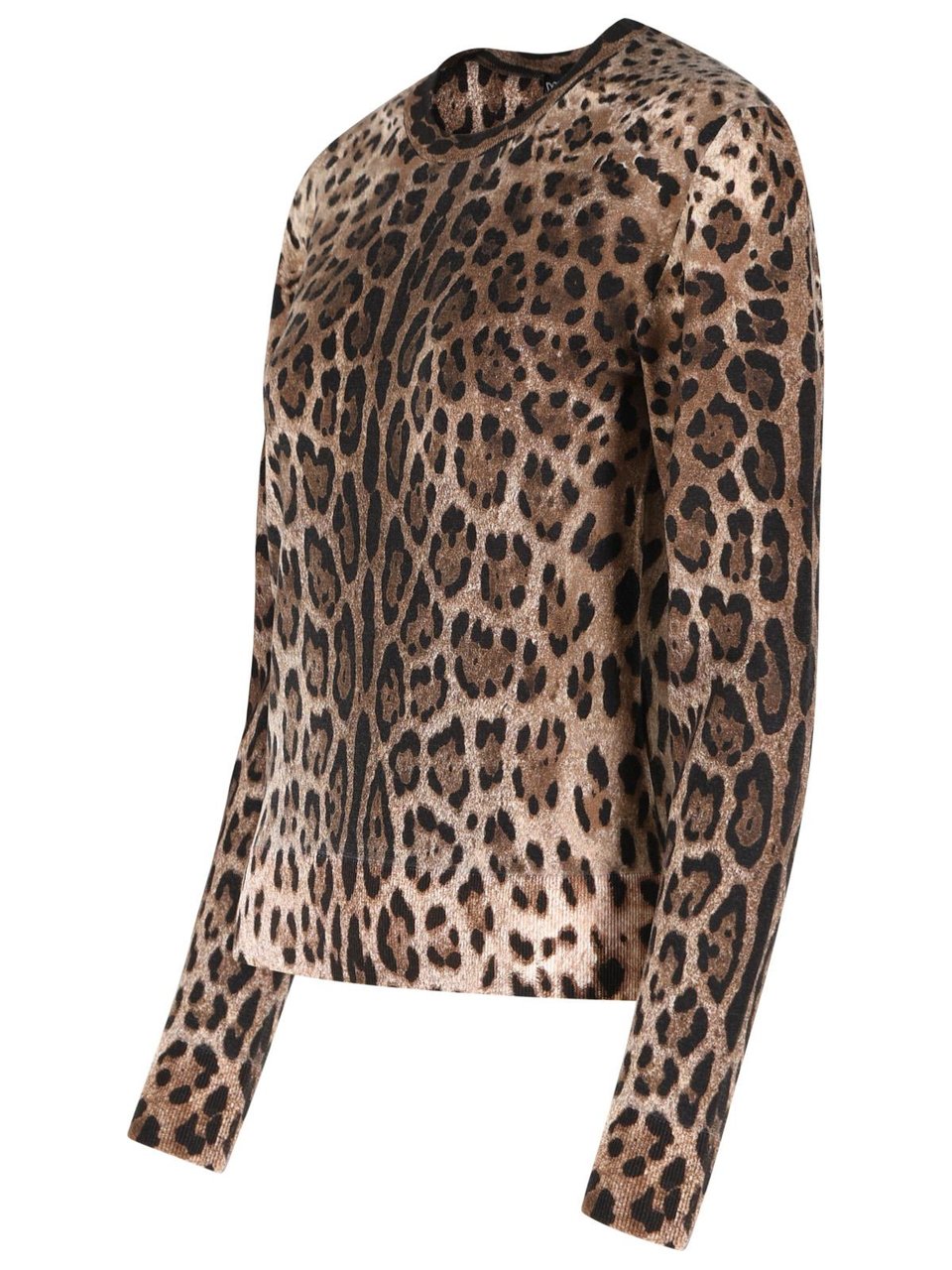 Dolce & Gabbana Leopard Print Virgin Wool Sweater Zwart