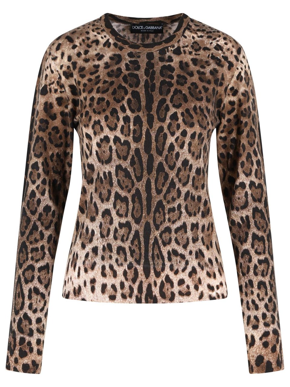 Dolce & Gabbana Leopard Print Virgin Wool Sweater Zwart