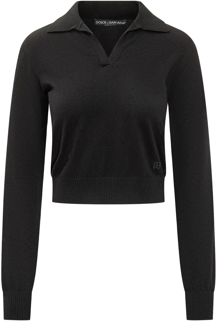 Dolce & Gabbana Maglia nera Dolce & Gabbana con scollo Zwart