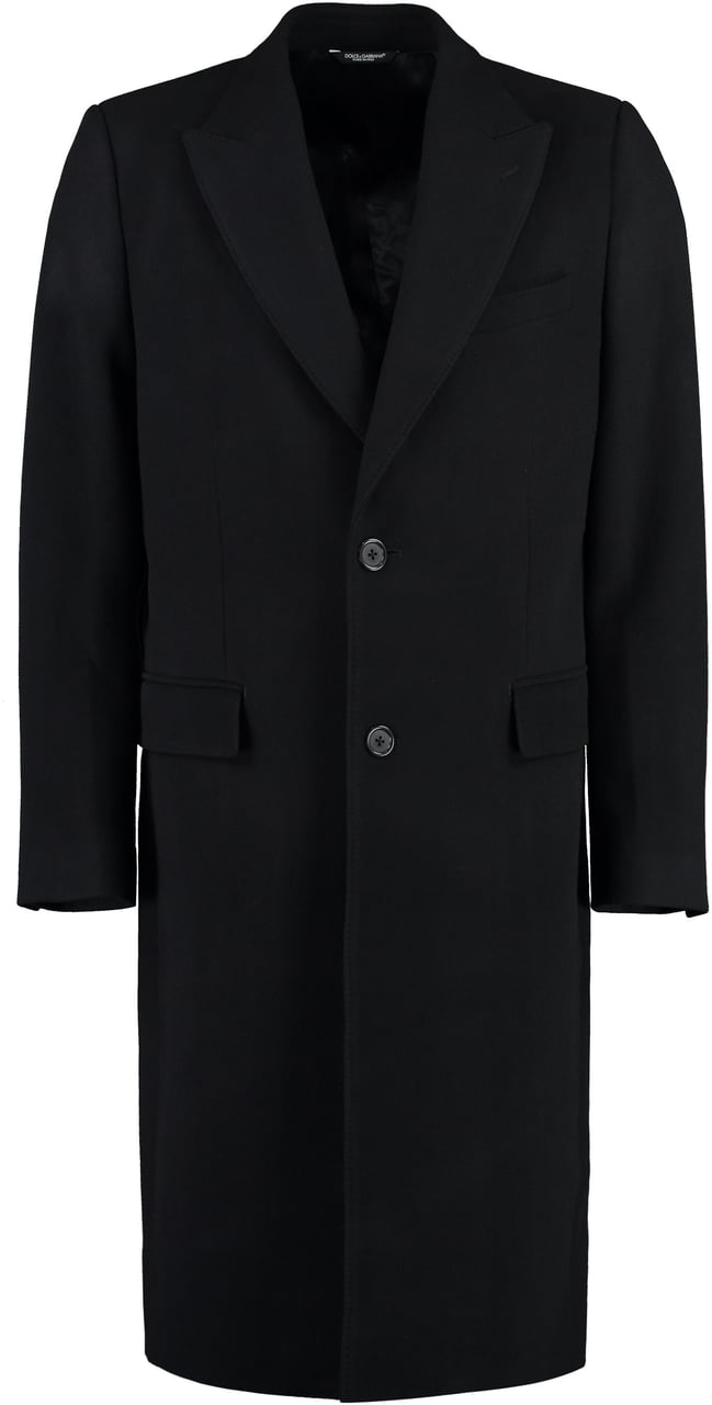 Dolce & Gabbana Single-breasted wool coat Zwart