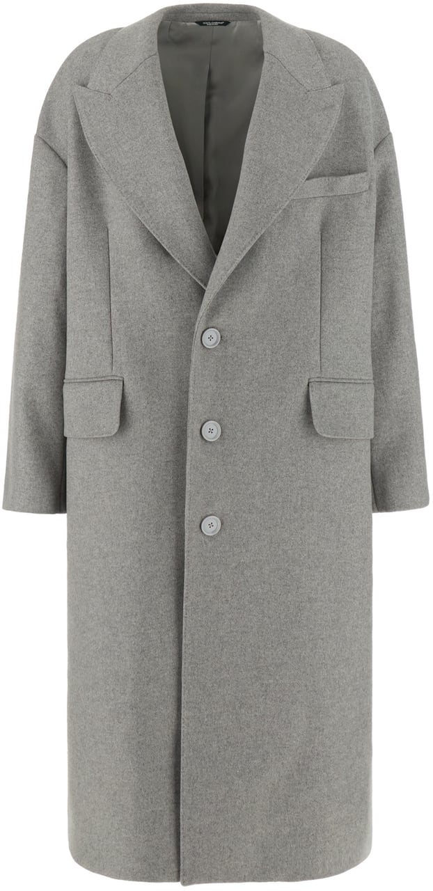 Dolce & Gabbana Dolce&gabbana Melange grey wool blend coat Grijs