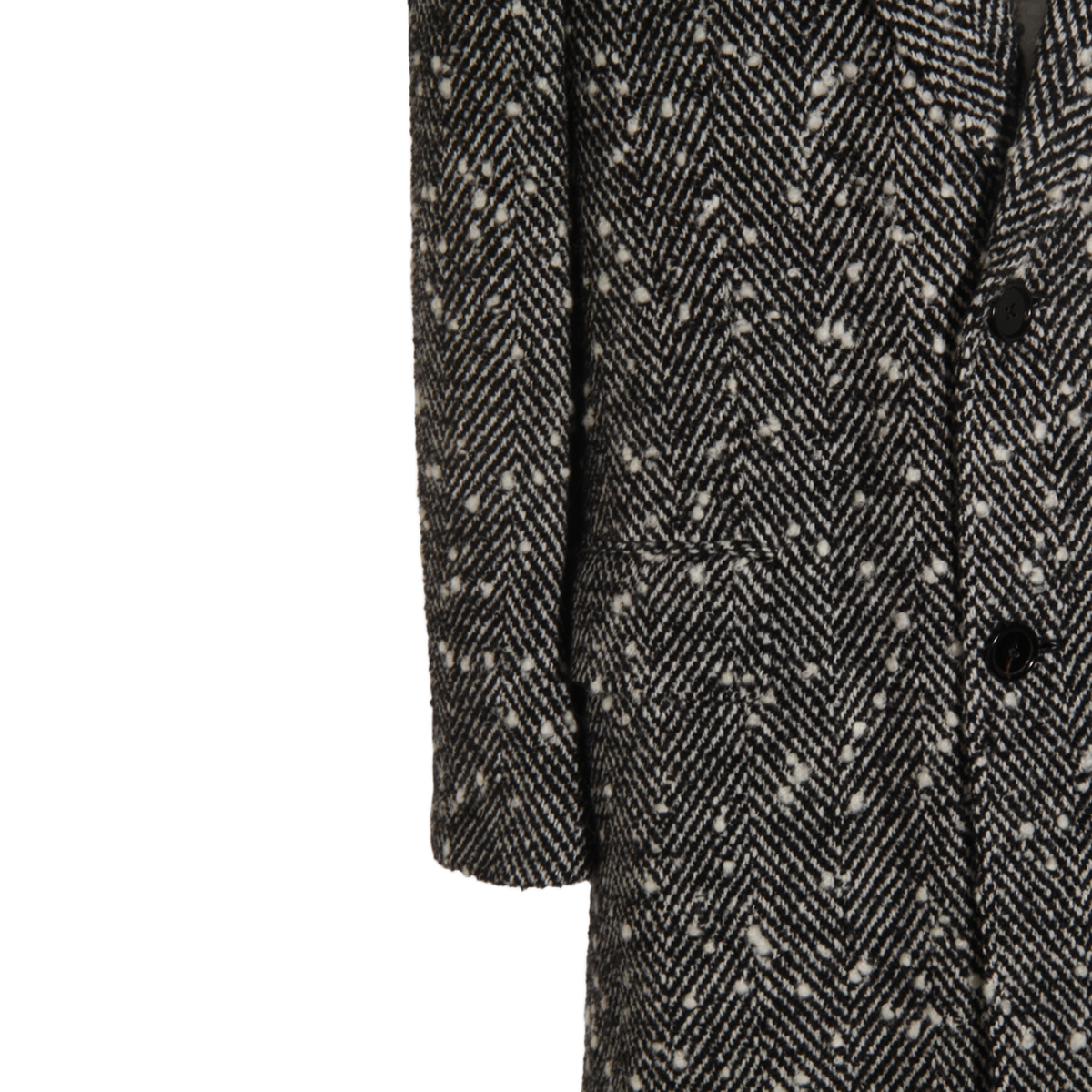 Dolce & Gabbana Textured Herringbone Long Coat with Notched Lapel Grijs