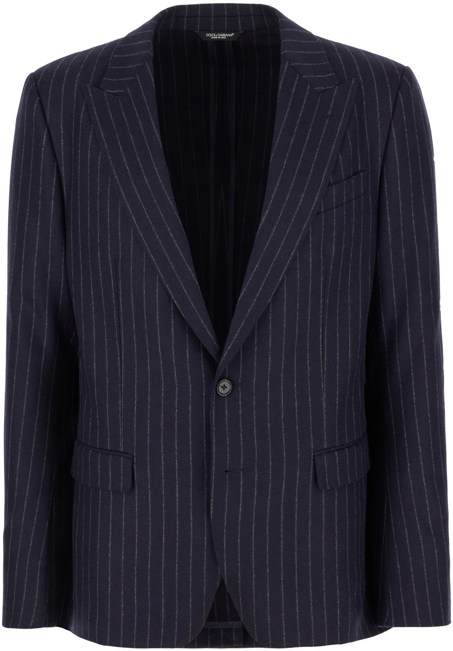 Dolce & Gabbana Dolce&gabbana Embroidered stretch wool blend blazer Blauw