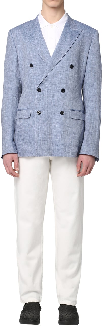 Dolce & Gabbana Double-breasted linen jacket Blauw