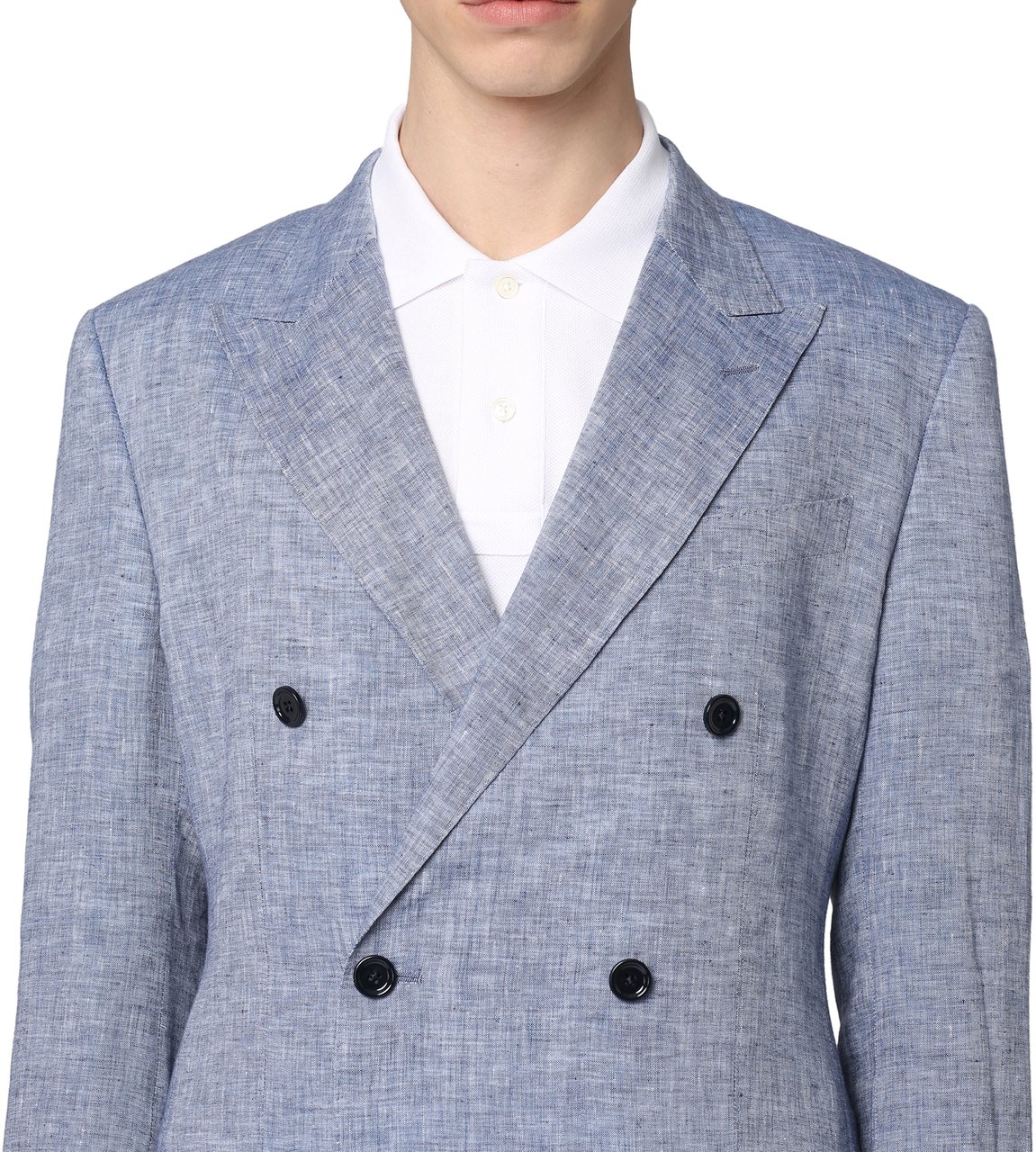 Dolce & Gabbana Double-breasted linen jacket Blauw