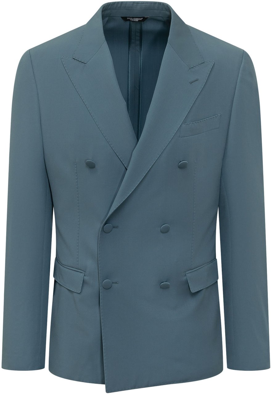 Dolce & Gabbana Giacca Doppiopetto con Revers a Punta Blauw