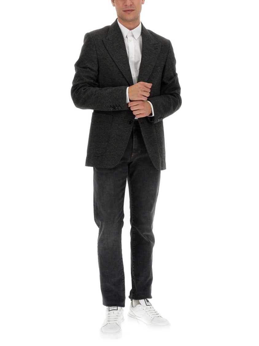 Dolce & Gabbana Single-Breasted Jacket With Peaked Lapels Zwart