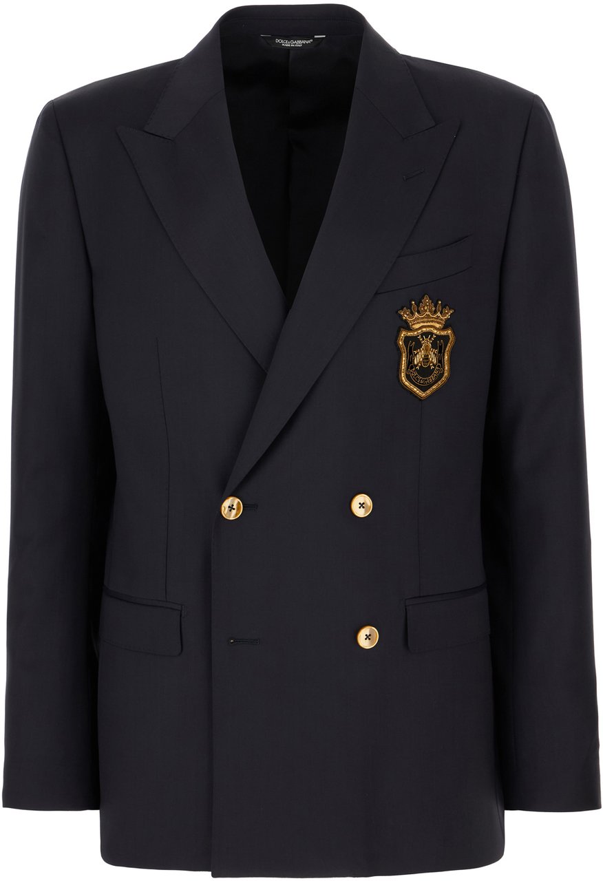 Dolce & Gabbana Dolce&gabbana Navy blue stretch wool blazer Blauw
