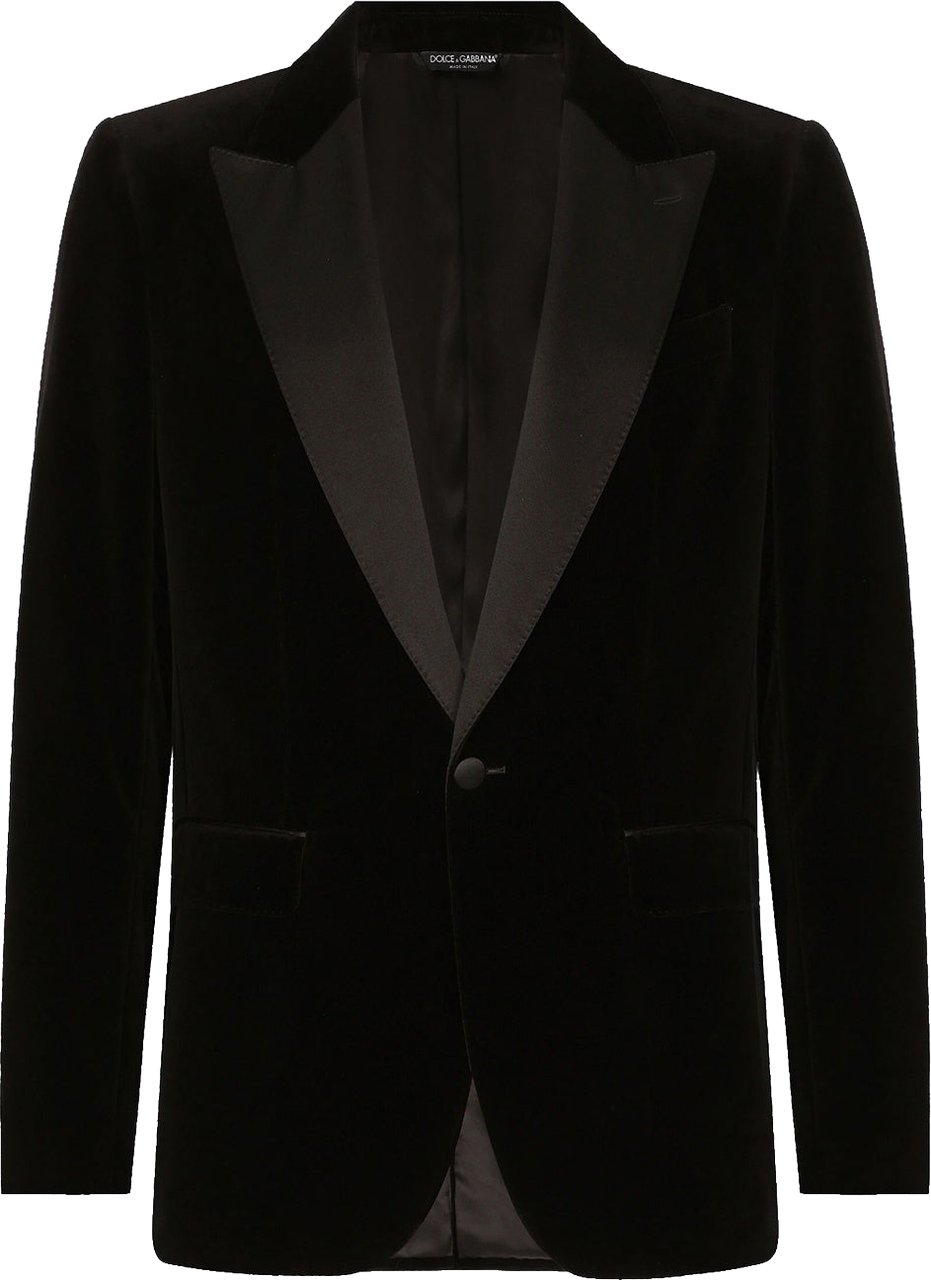 Dolce & Gabbana Tuxedo Velvet Jacket Zwart