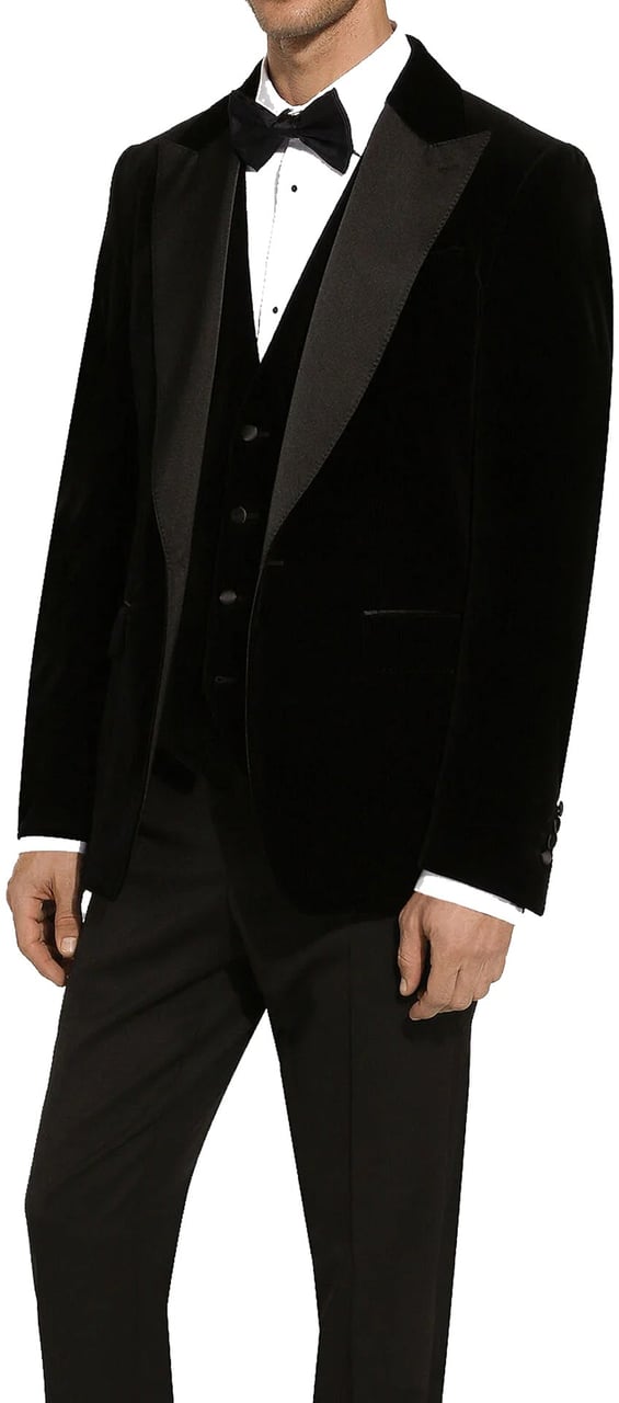 Dolce & Gabbana Tuxedo Velvet Jacket Zwart