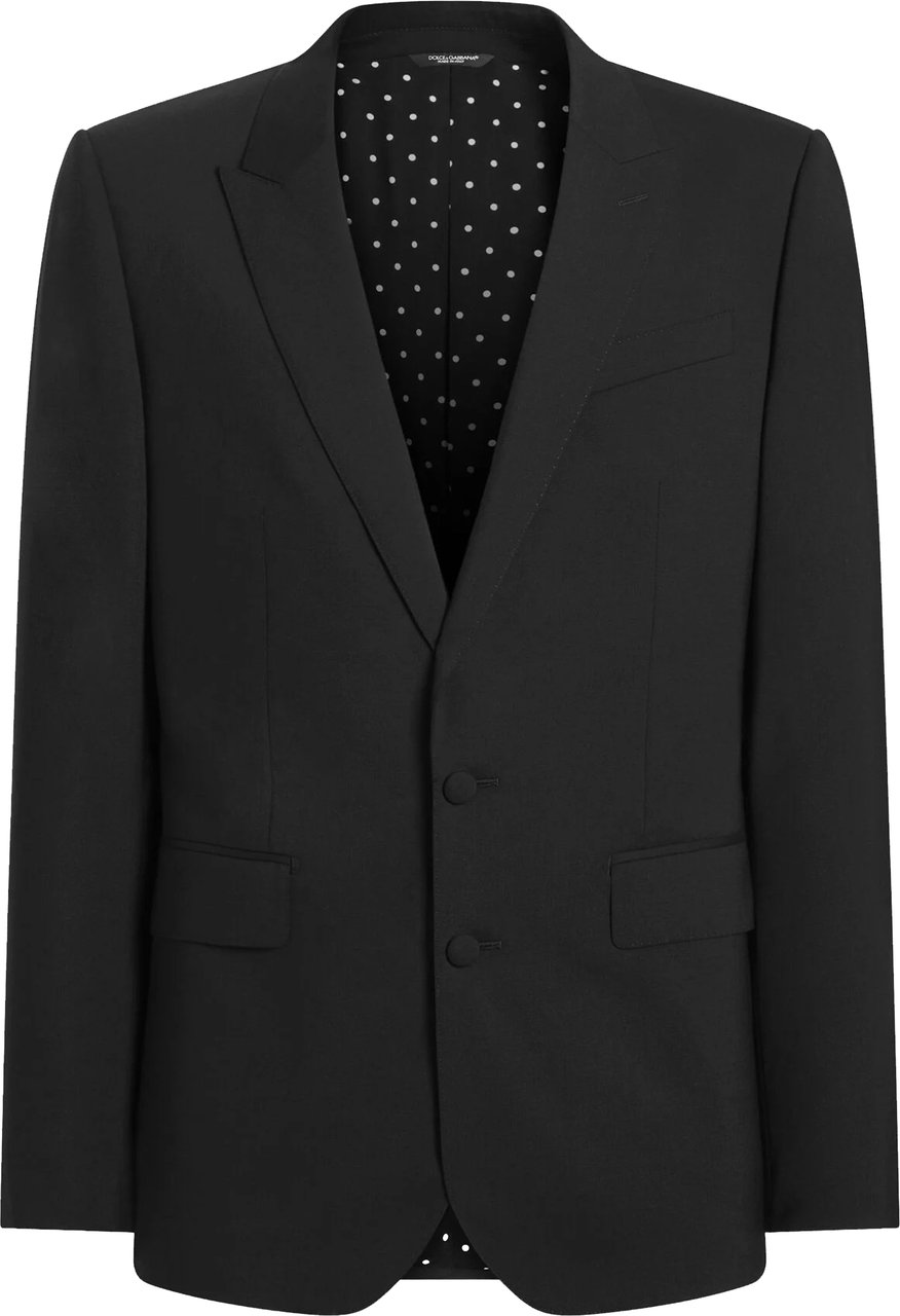 Dolce & Gabbana Tailored Black Wool Notch Lapel Blazer Zwart