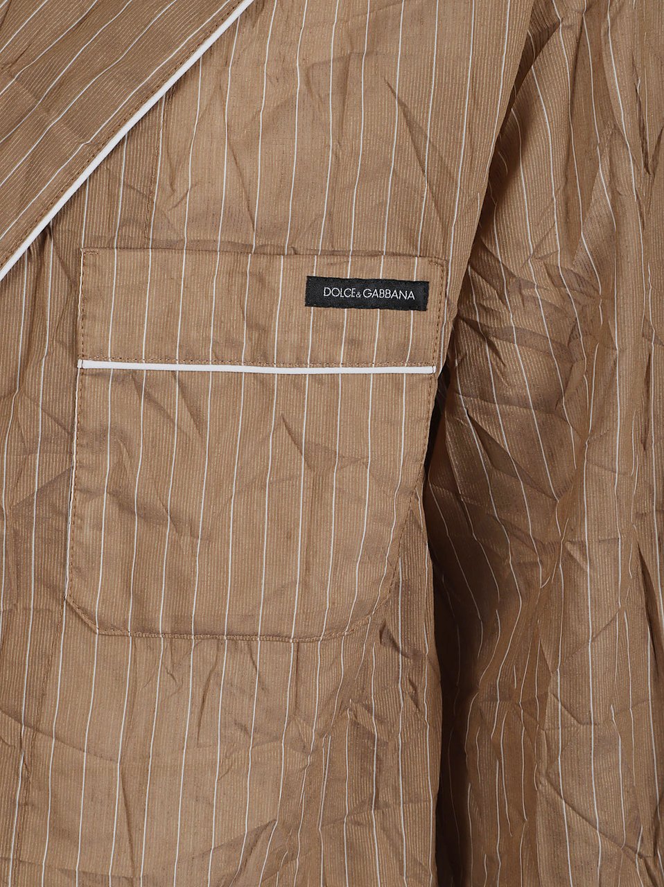 Dolce & Gabbana Brown Pinstriped Jacket with Classic Lapel Bruin